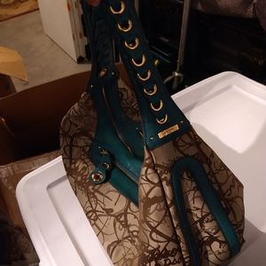 Jessica Simpson Tan & Turquoise Shoulder Bag